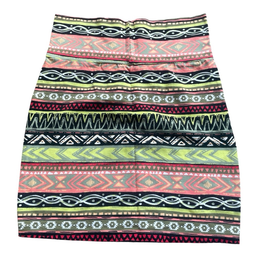 Geometric Multicolor Pencil Skirt Size 2 | Boho Tribal Aztec Print